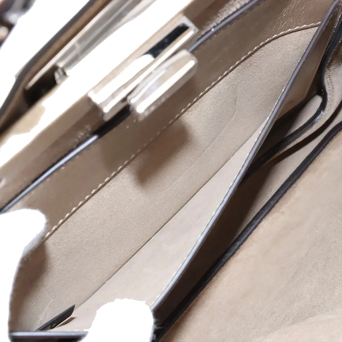 Pre-Loved Peekaboo Handbag Leather with Silver Hardware, Metallic Gold