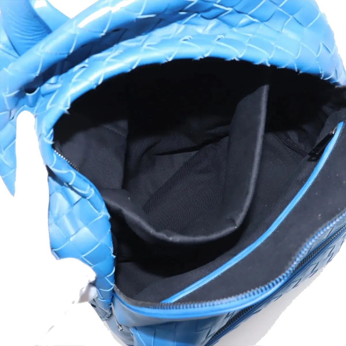Pre-Loved Intrecciato Backpack Leather with Black Hardware, Blue