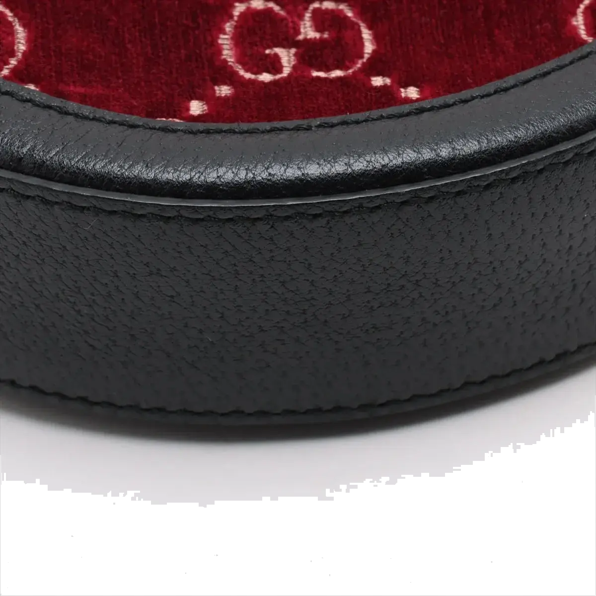 Pre-Loved Ophidia Round Mini Crossbody Bag Monogram Velvet Mini with Aged Gold Hardware, Red and Black
