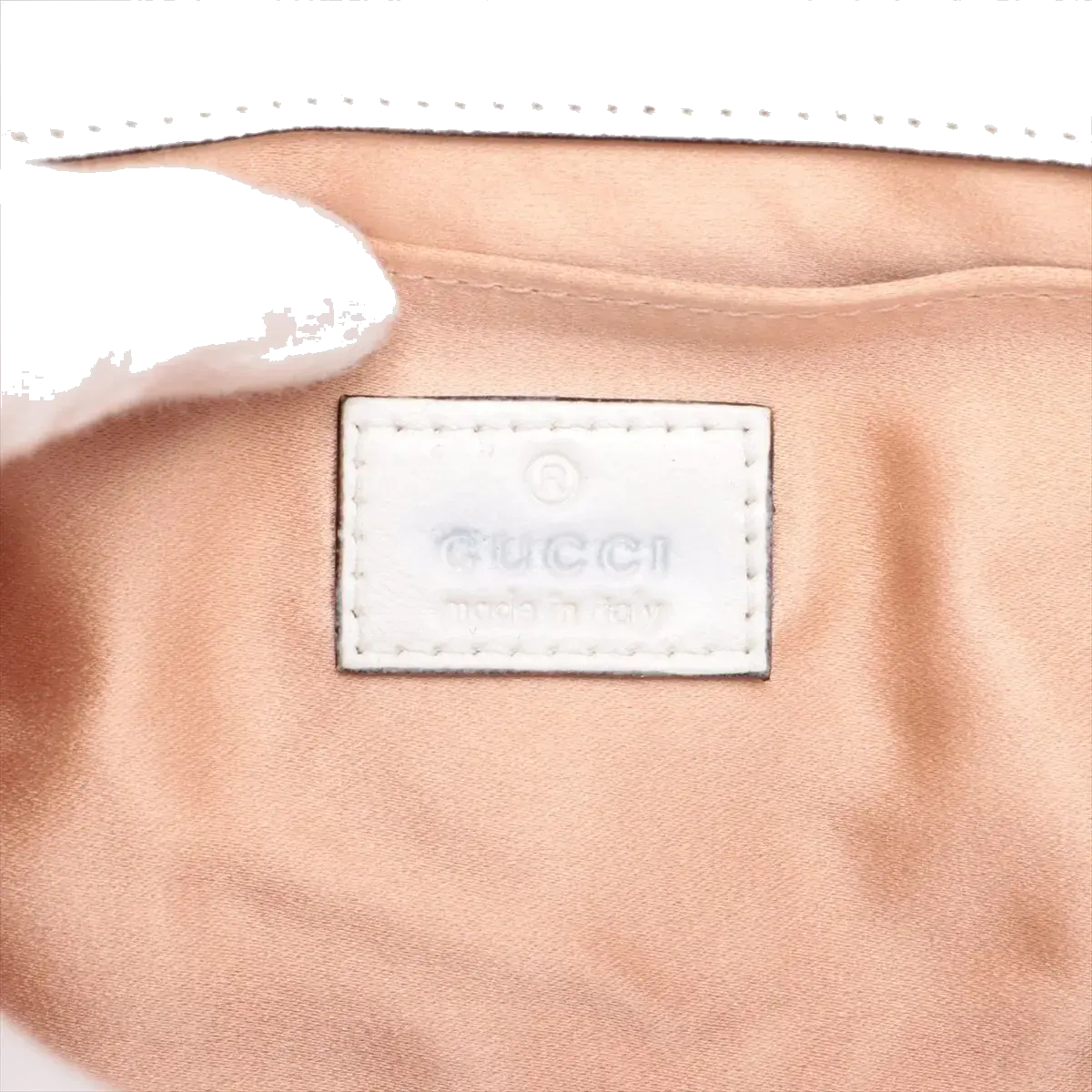 Pre-Loved Horsebit Chain Shoulder Bag Quilted Leather Small with Silver Hardware, White