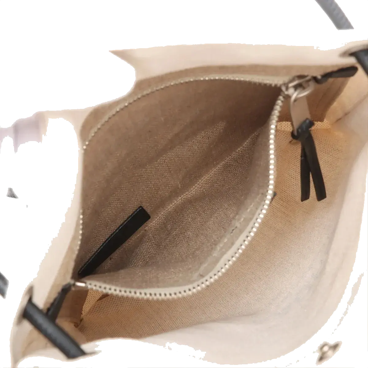 Pre-Loved Université Flat Crossbody Pouch Crossbody Bag Plain Canvas with Silver Hardware, Beige