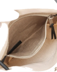 Pre-Loved Université Flat Crossbody Pouch Crossbody Bag Plain Canvas with Silver Hardware, Beige