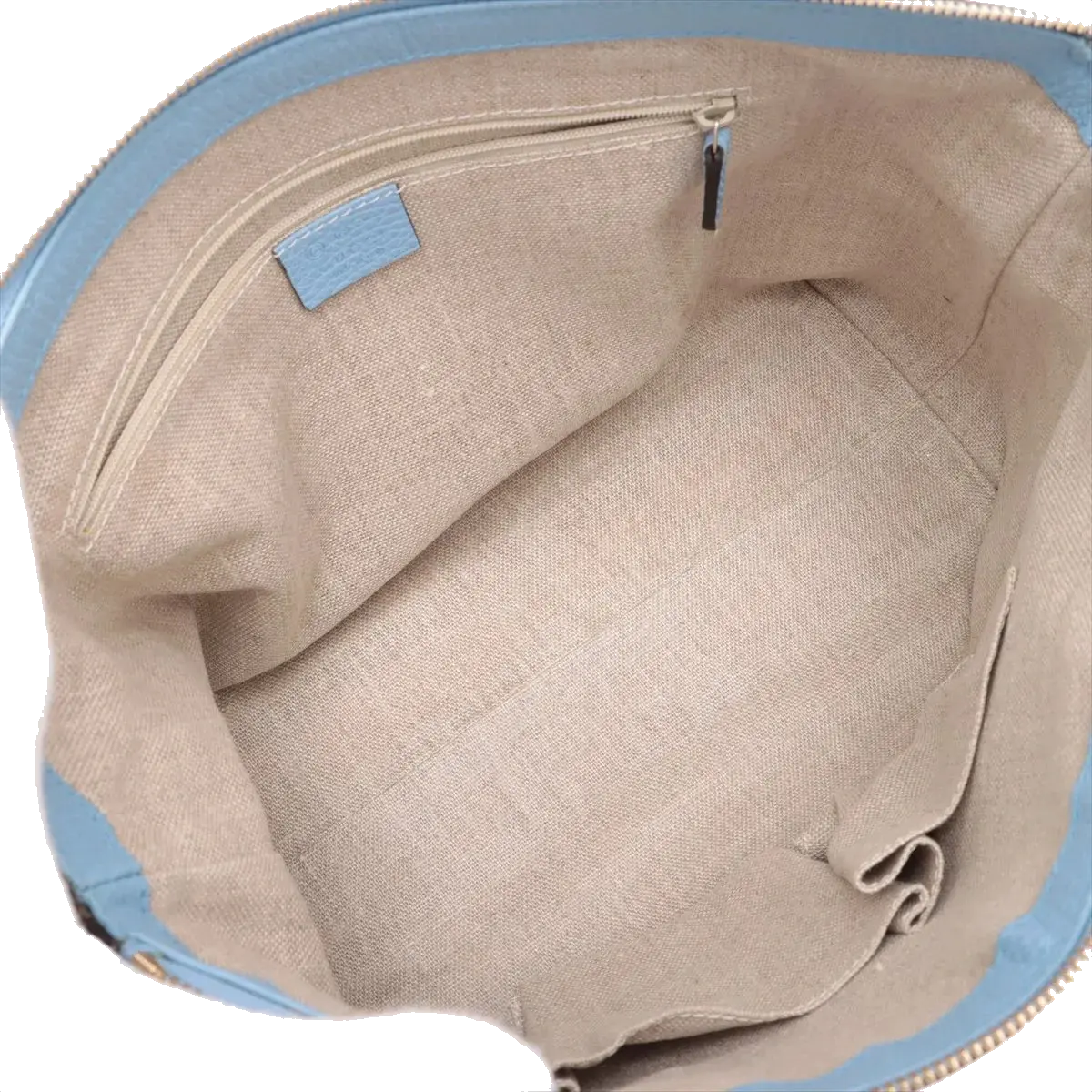 Pre-Loved Interlocking G Charm Tote Leather with Gold Hardware, Light Blue