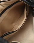 Pre-Loved Veneta Shoulder Bag Intrecciato Leather Medium with Gold Hardware, Black