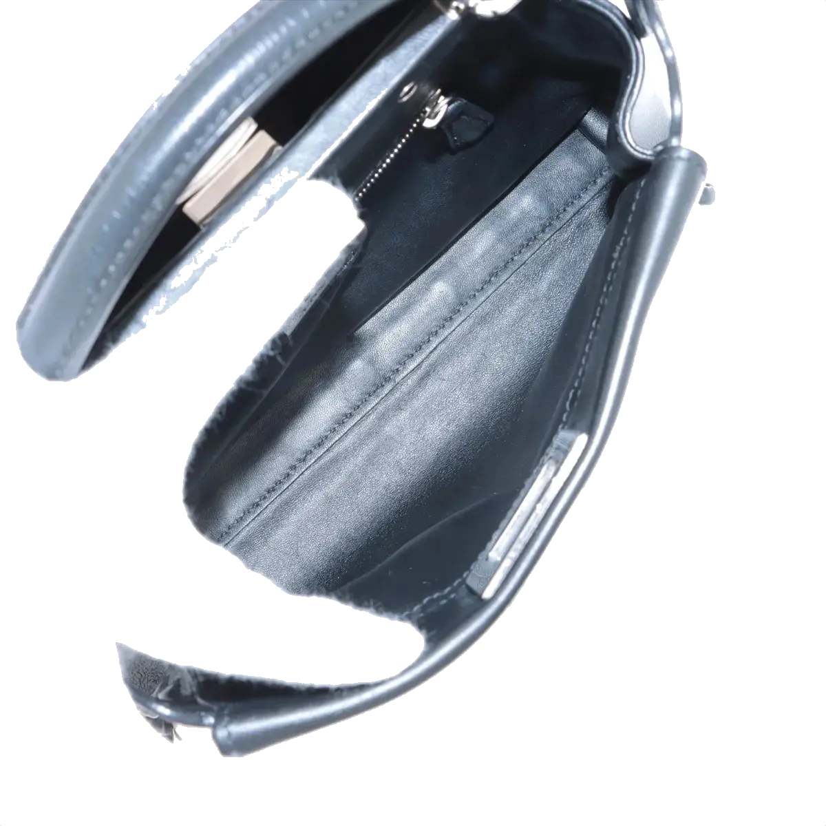 Pre-Loved Peekaboo Handbag Leather Mini with Silver Hardware, Black