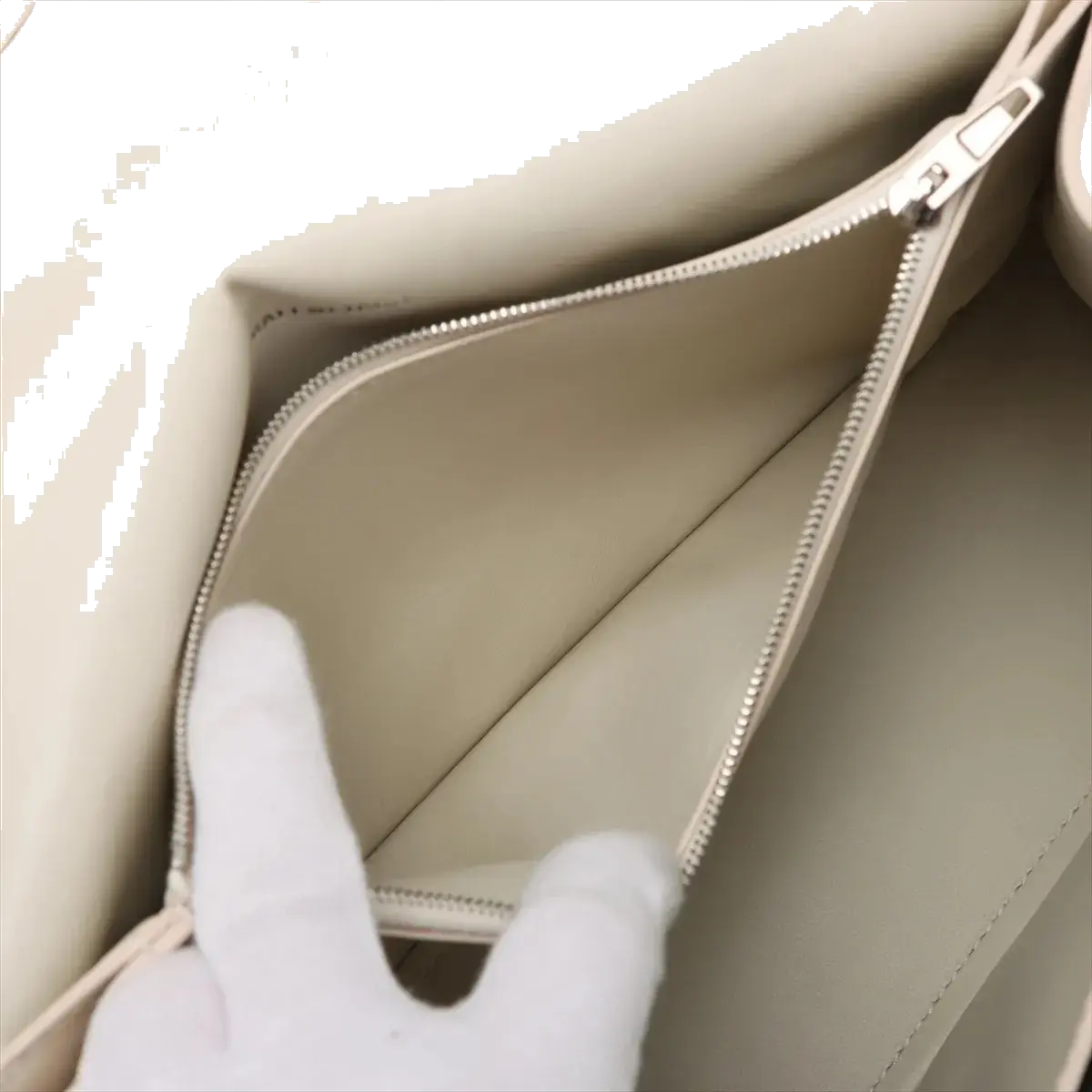 Pre-Loved Crush Sling Shoulder Bag Leather Small with Silver Hardware, Cream