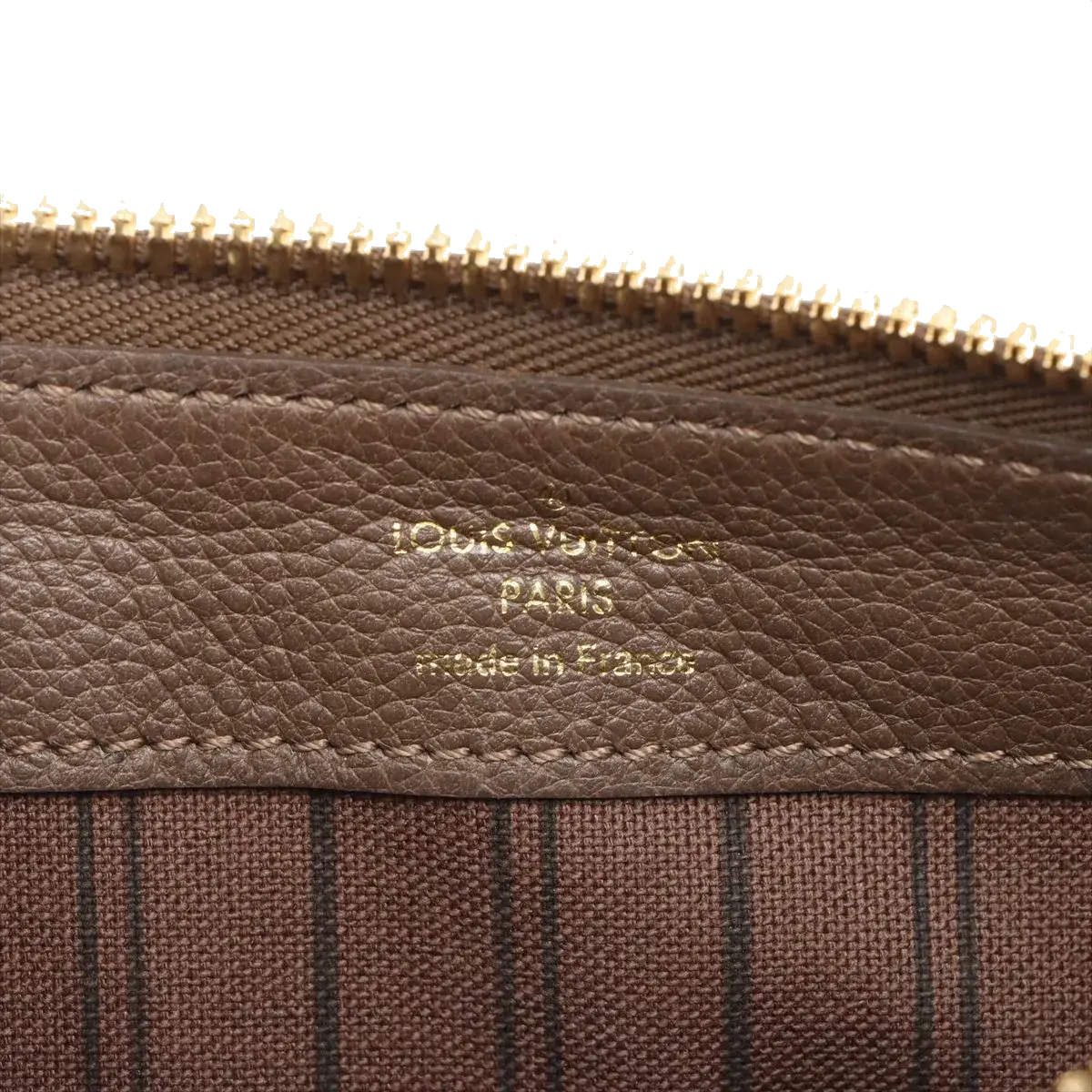 Pre-Loved Petillante Clutch Monogram Leather with Gold Hardware, Taupe
