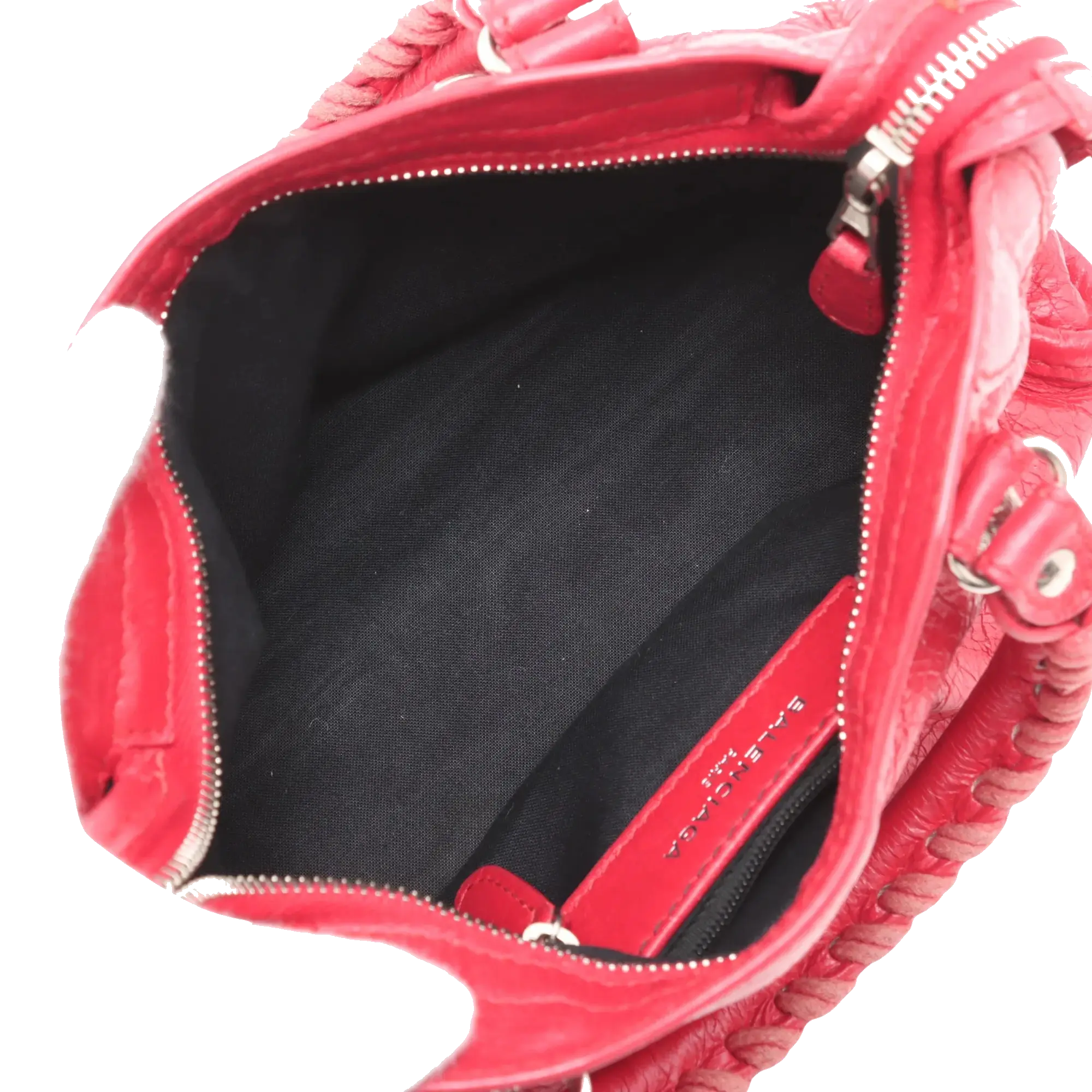 Pre-Loved Classic City Handbag Leather Mini with Silver Hardware, Red