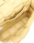 Pre-Loved Chain Cassette Shoulder Bag Intrecciato Leather with Gold Hardware, Pale Yellow