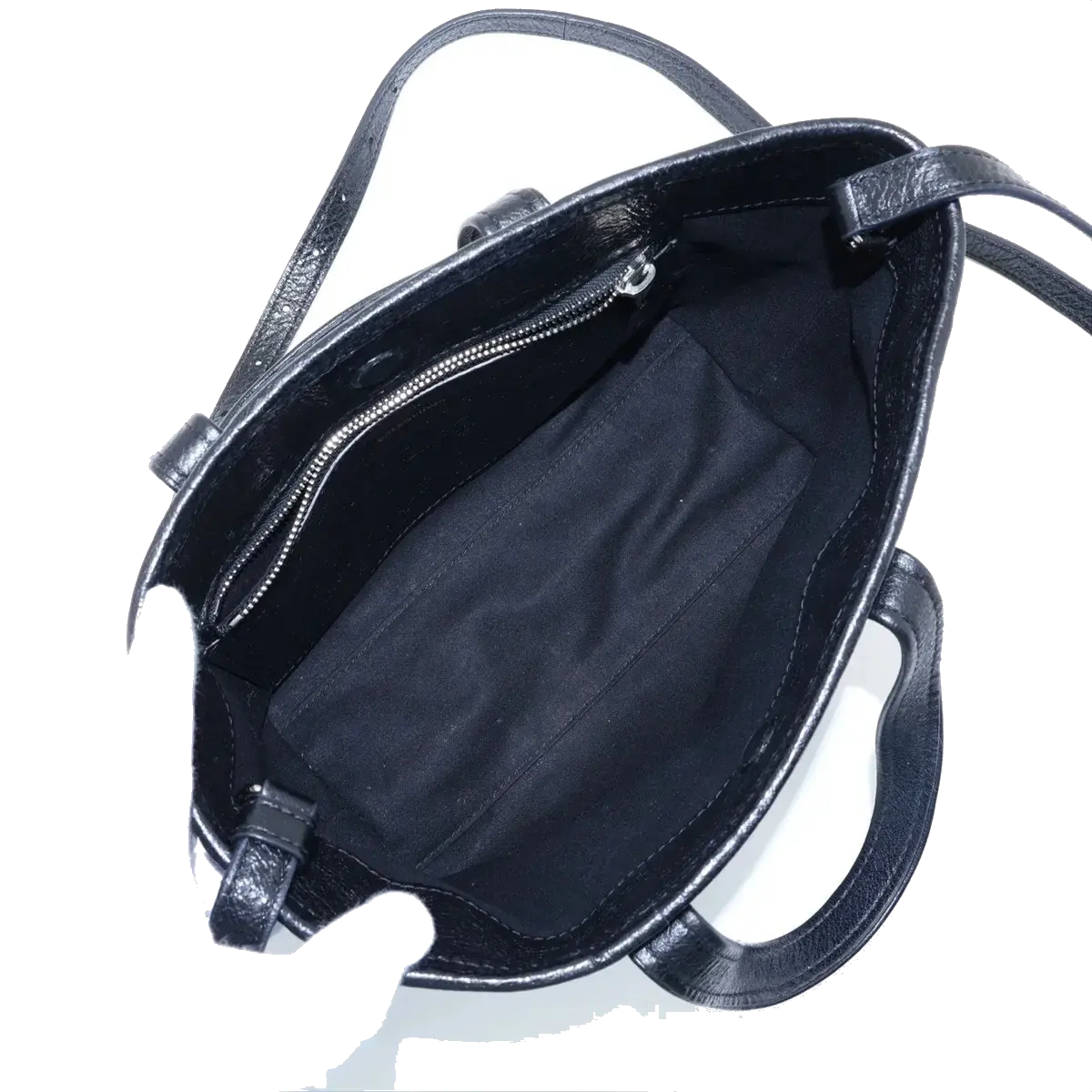 Pre-Loved Barbes East-West Shopper Tote Leather Small with Silver Hardware, Black