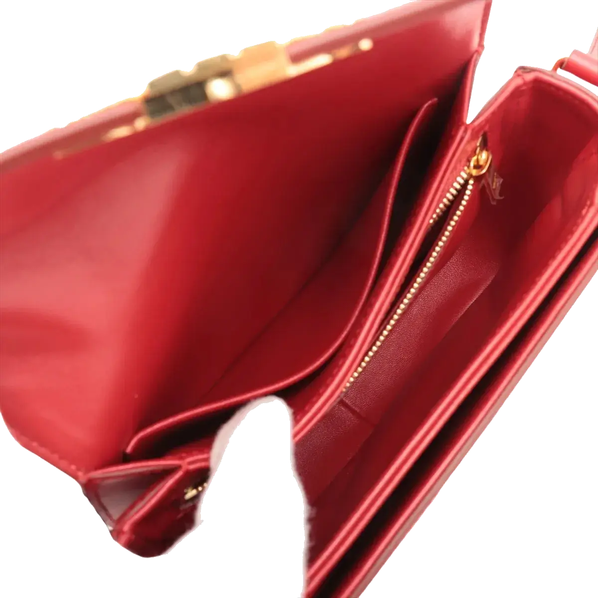 Pre-Loved Triomphe Shoulder Bag Leather Teen with Gold Hardware, Red