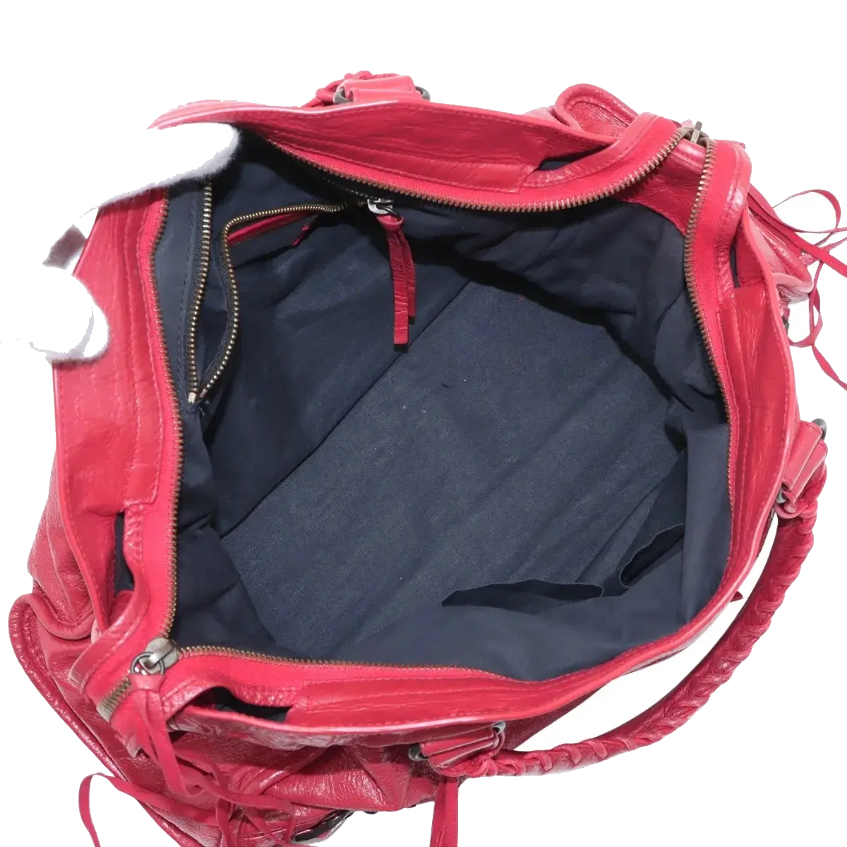 Pre-Loved City Handbag Leather with Matte Black Hardware, Red