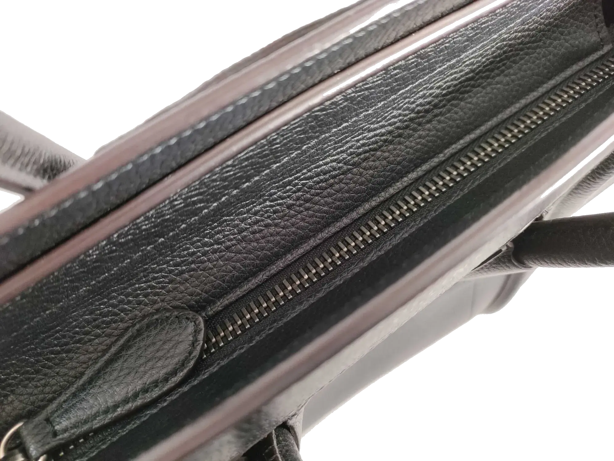 Pre-Loved Luggage Tote Leather Micro with Silver Hardware, Black