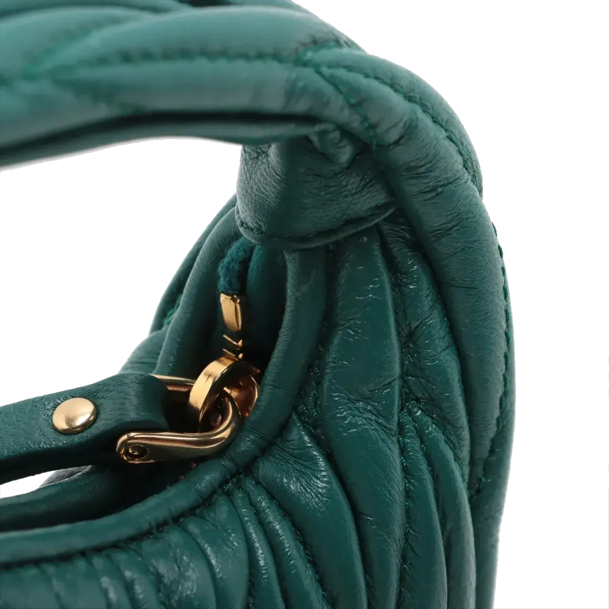 Pre-Loved Wander Matelassé Hobo Handbag Quilted Leather Micro with Gold Hardware, Green