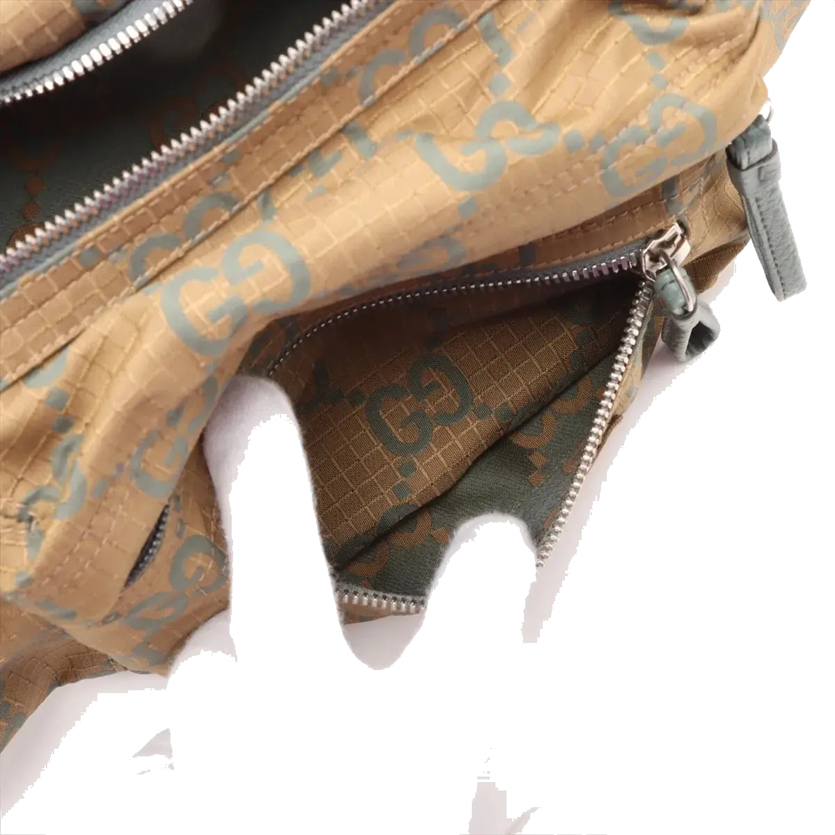 Pre-Loved GG Ripstop Belt Bag Monogram Nylon with Silver Hardware, Beige
