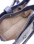 Pre-Loved Roma Tote Intrecciato Leather Medium with Gunmetal Hardware, Navy Blue