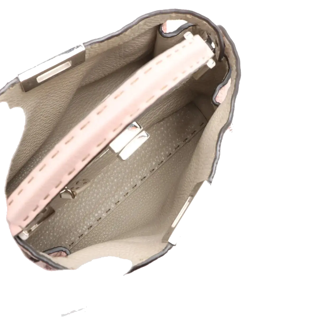 Pre-Loved Peekaboo Selleria Handbag Leather Mini with Silver Hardware, Pink