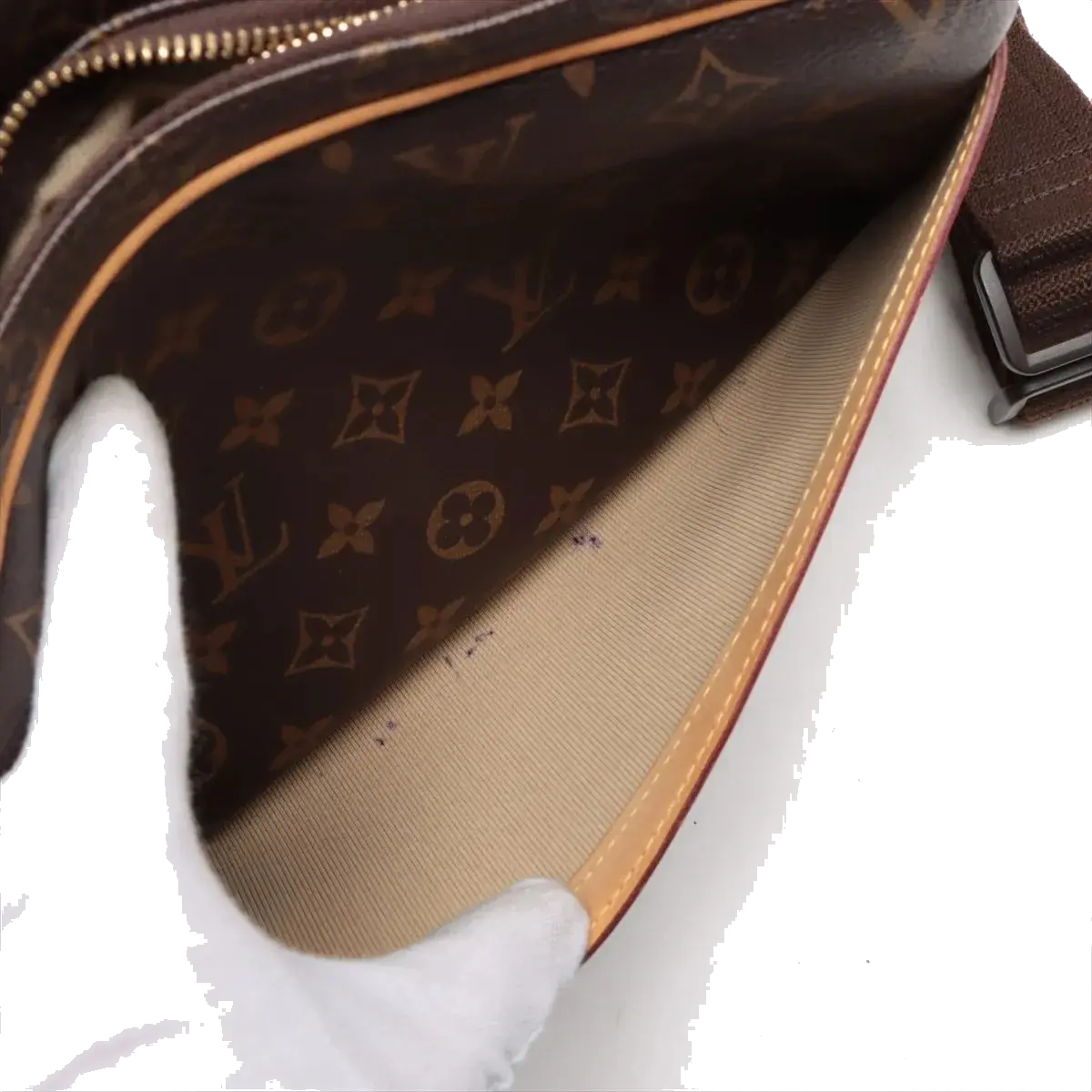 Pre-Loved Reporter PM Crossbody Bag Monogram Coated Canvas PM with Gold Hardware, Brown
