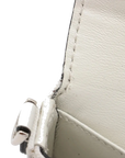 Pre-Loved Baguette Crossbody Bag Monogram Canvas Nano with Silver Hardware, White and Black