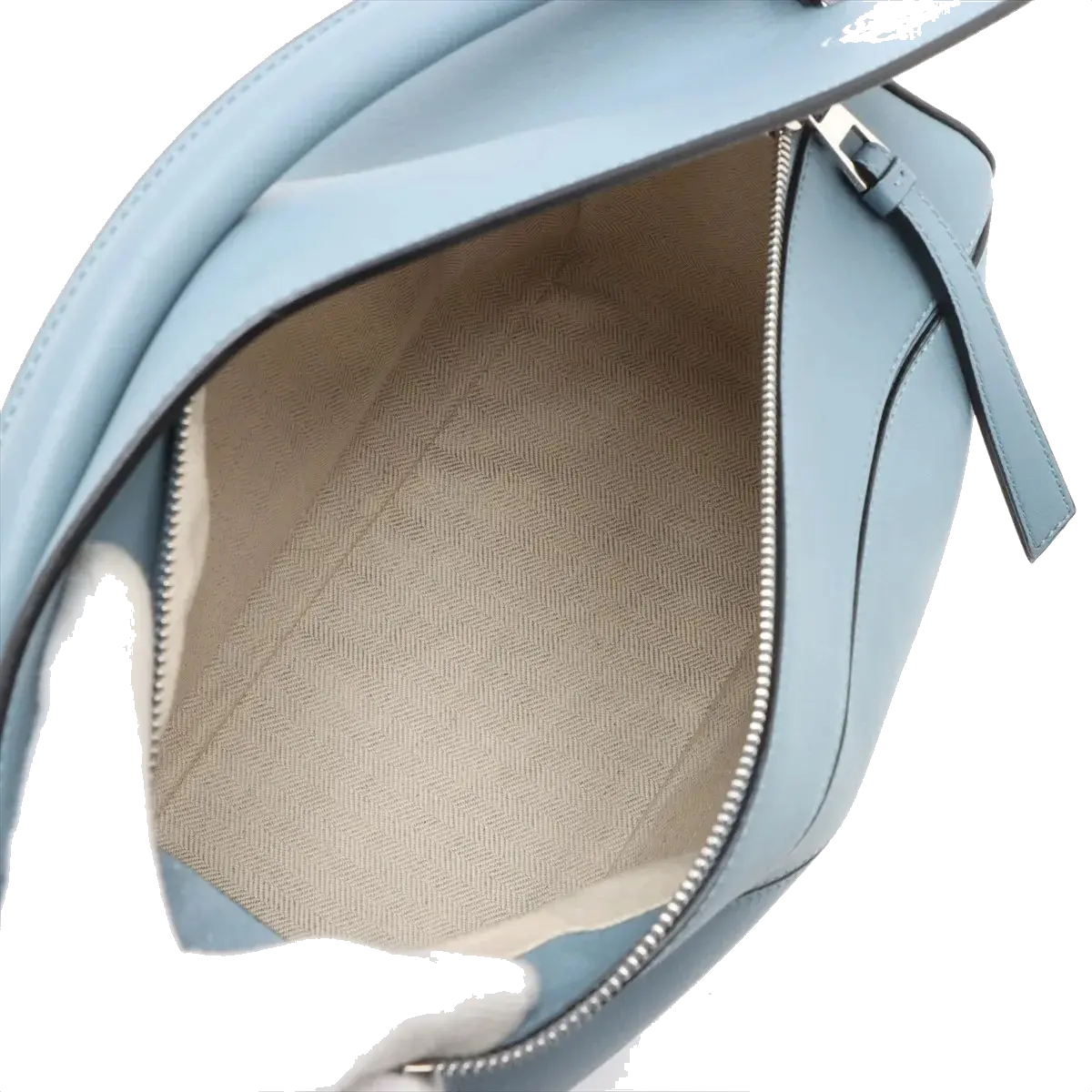 Pre-Loved Puzzle Handbag Leather Medium with Silver Hardware, Light Blue