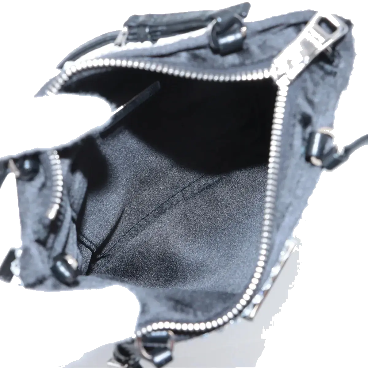Pre-Loved Satin Crystal Tote Shoulder Bag Embellished Satin Small with Silver Hardware, Black