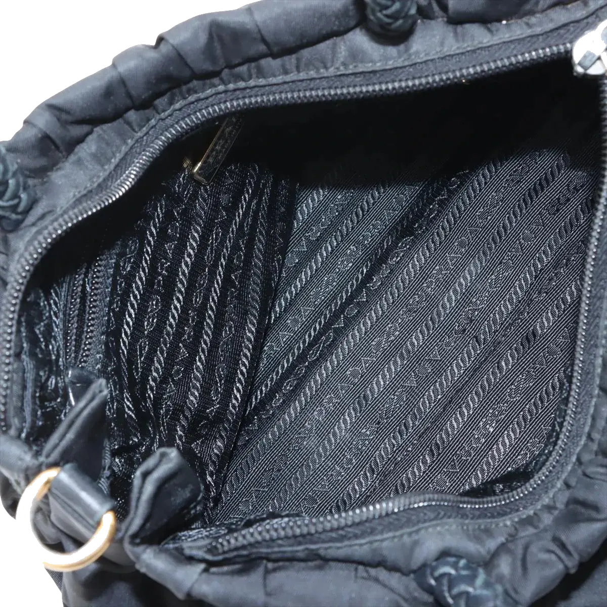 Pre-Loved Gaufre Tote Handbag Nylon with Gold Hardware, Black