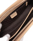 Pre-Loved Lady Dior East West Handbag Cannage Suede with Silver Hardware, Beige