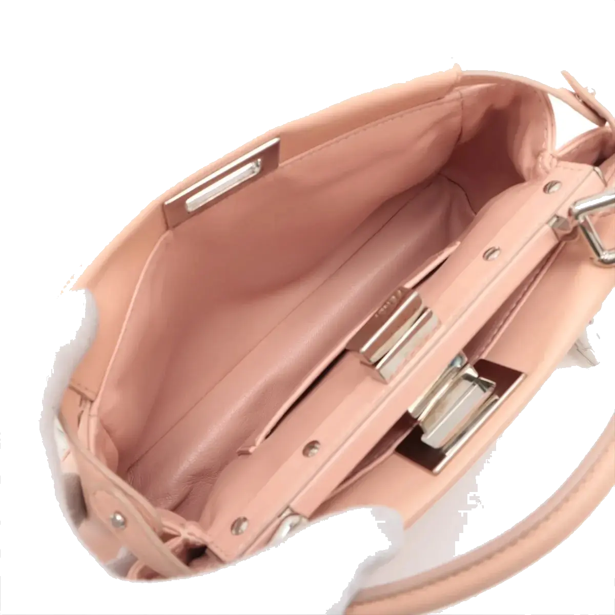 Pre-Loved Peekaboo Handbag Leather Mini with Silver Hardware, Pink