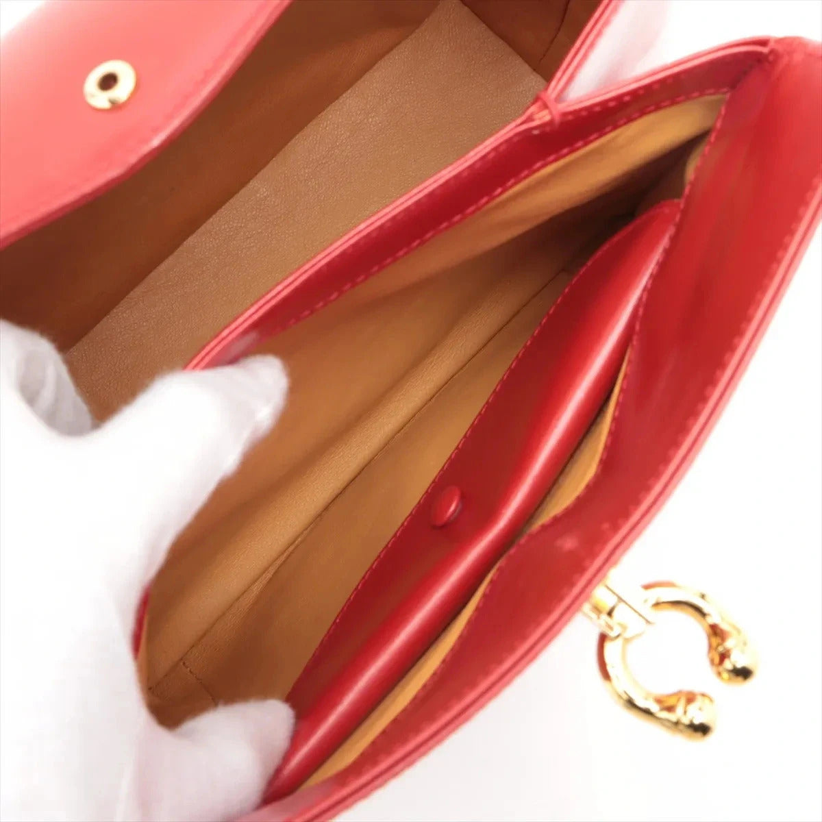 Pre-Loved Handbag Leather with Gold Hardware, Red