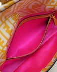Pre-Loved Baguette Shoulder Bag FF Vertigo Coated Canvas with Gold Hardware, Yellow and White