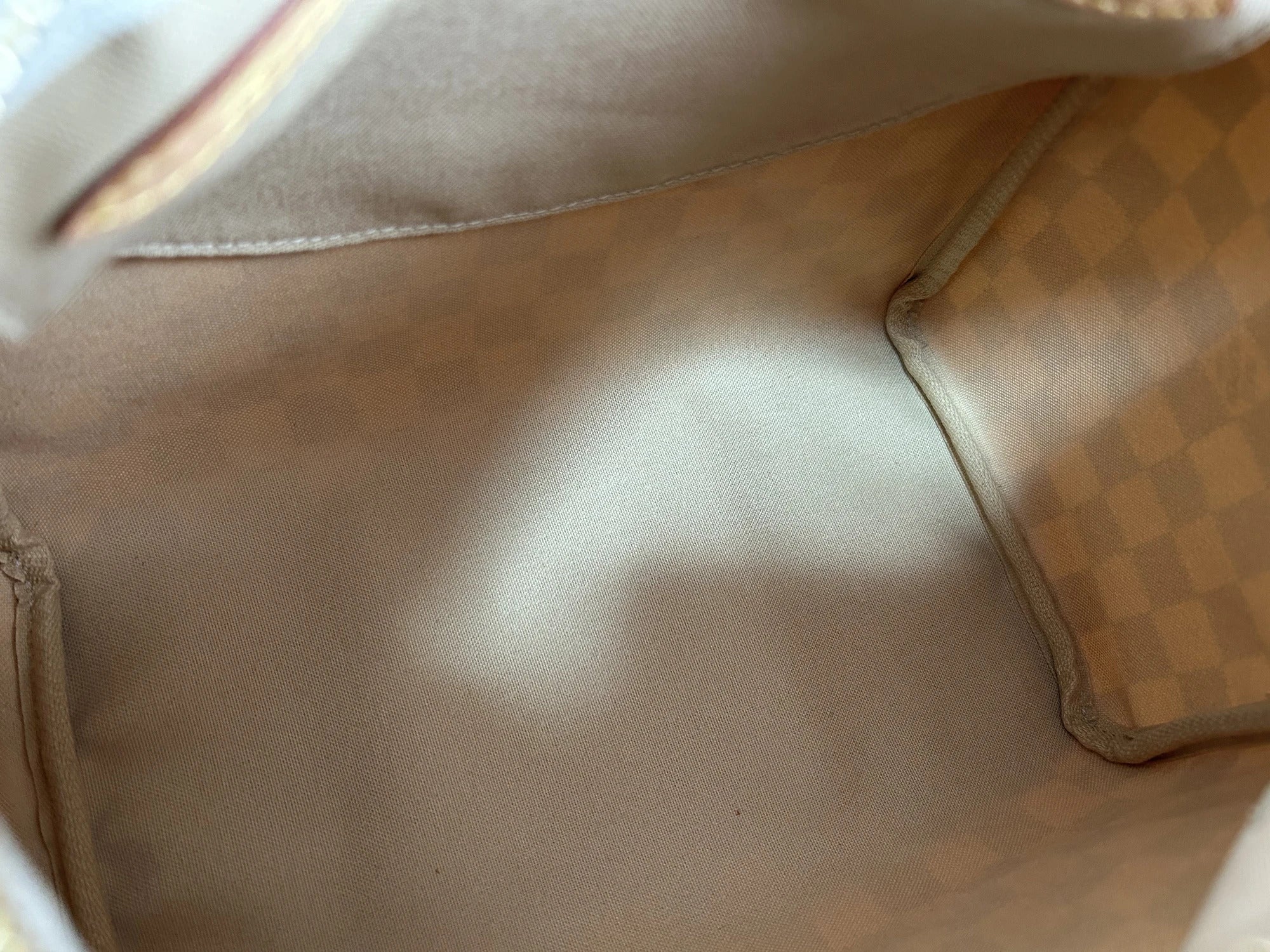 Pre-Loved Speedy Handbag Damier Azur Coated Canvas 25 with Gold Hardware, Cream