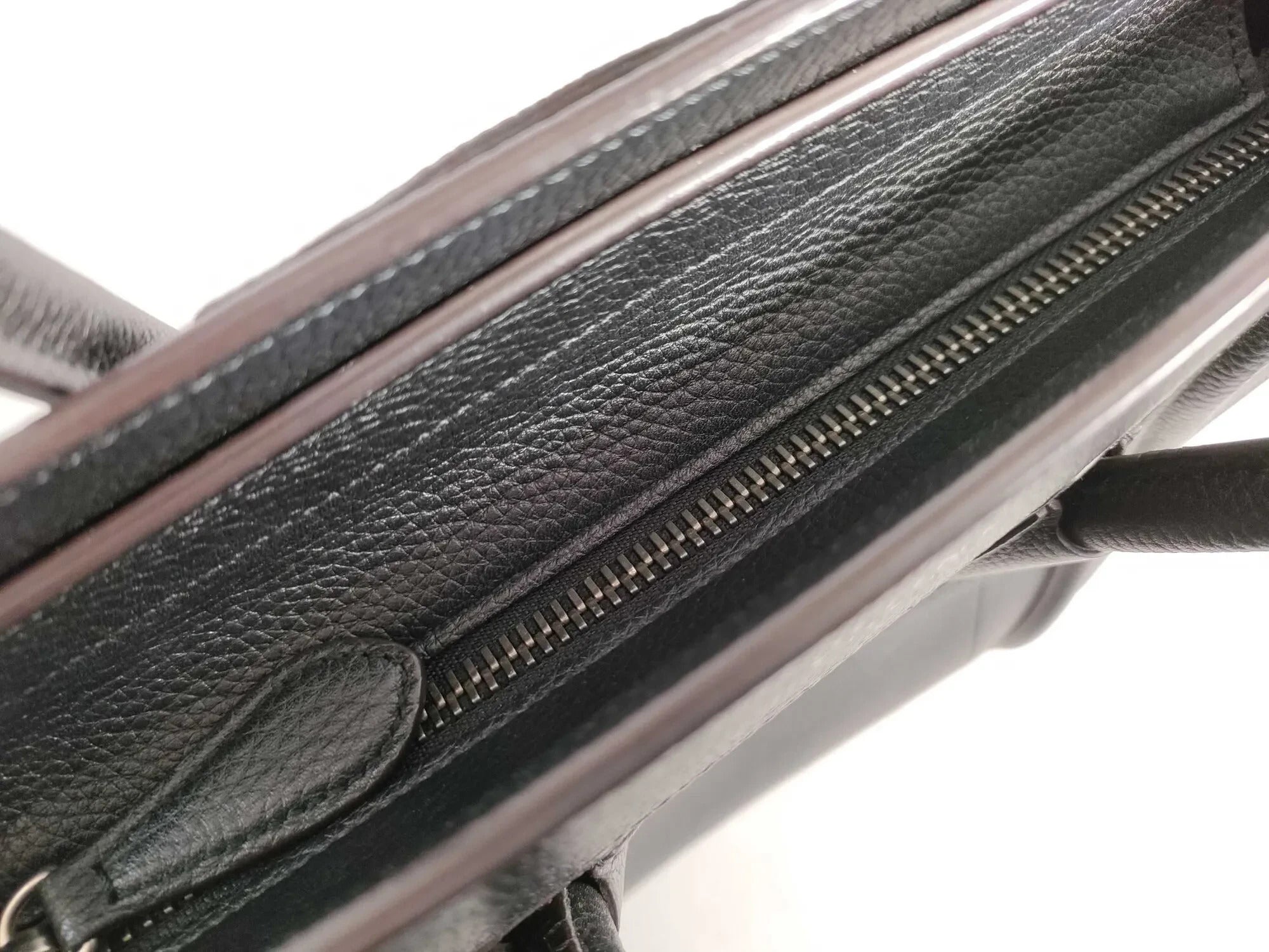 Pre-Loved Luggage Tote Leather Micro with Silver Hardware, Black