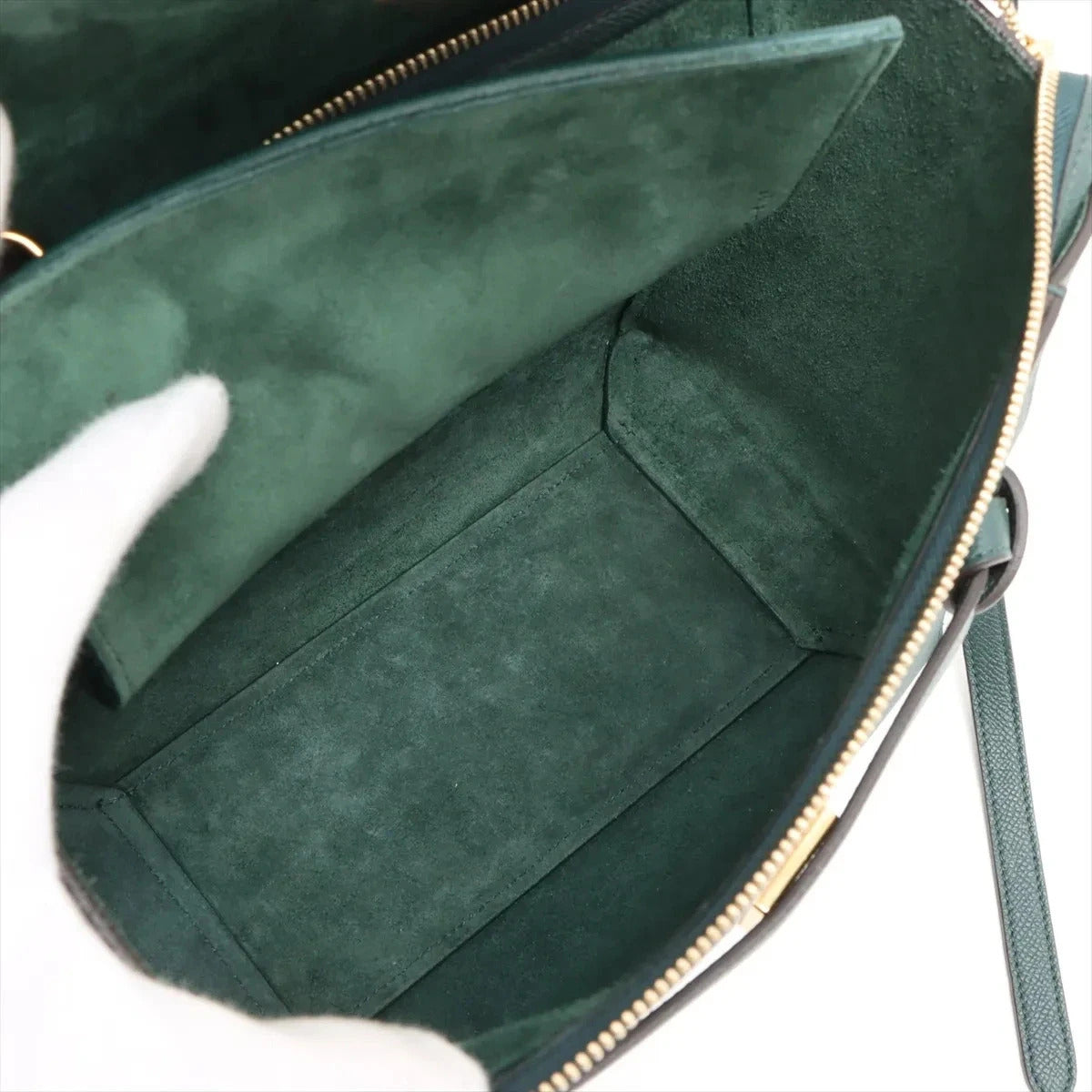 Pre-Loved Belt Bag Handbag Leather Micro with Gold Hardware, Dark Green