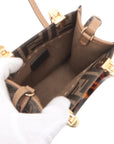 Pre-Loved Sunshine Shopper Tote FF Logo Canvas Coated Mini with Gold Hardware, Brown