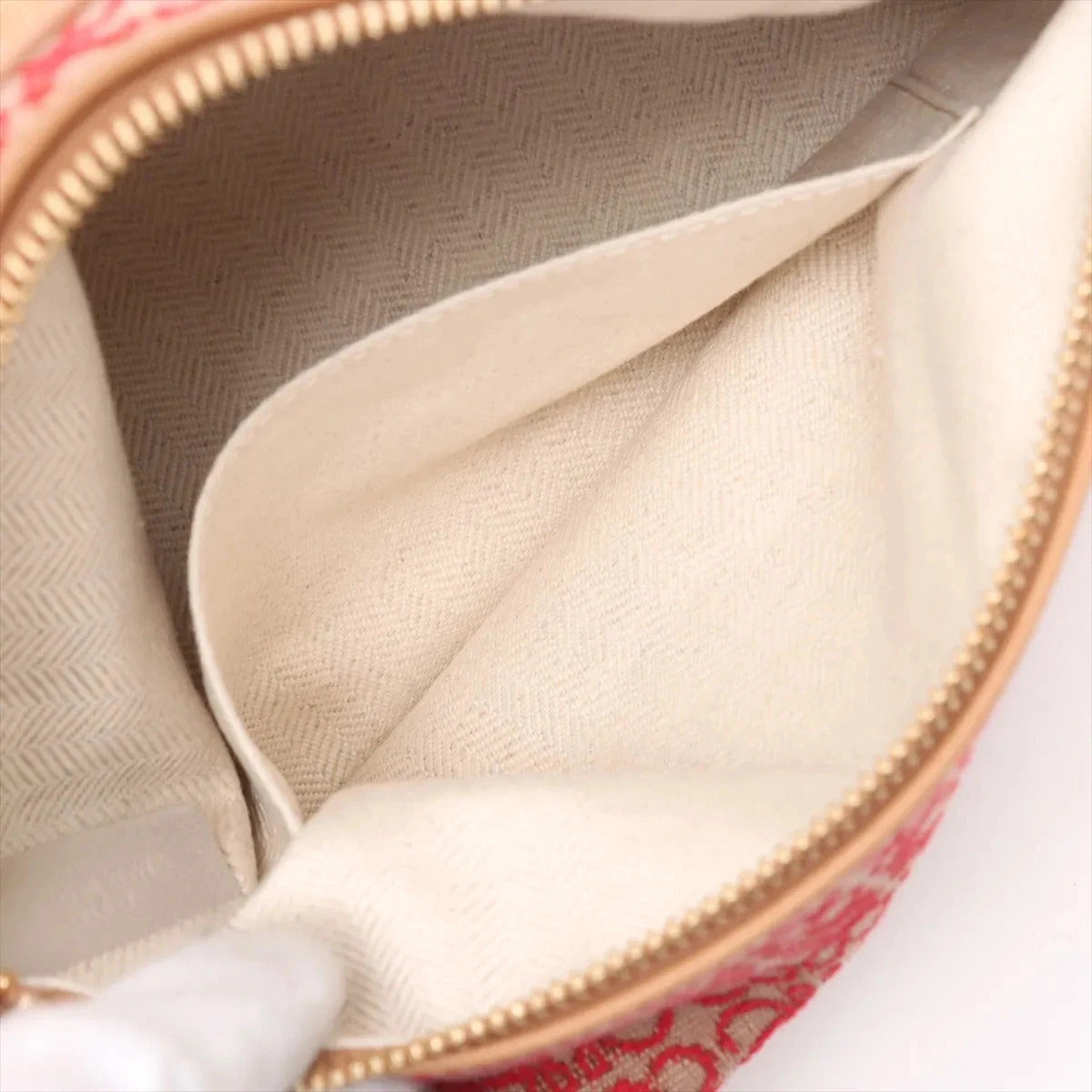 Pre-Loved Anagram Pochette Shoulder Bag Anagram Canvas Small with Gold Hardware, Red and Beige