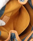 Pre-Loved Pleaty Handbag Monogram Denim Small with Gold Hardware, Blue