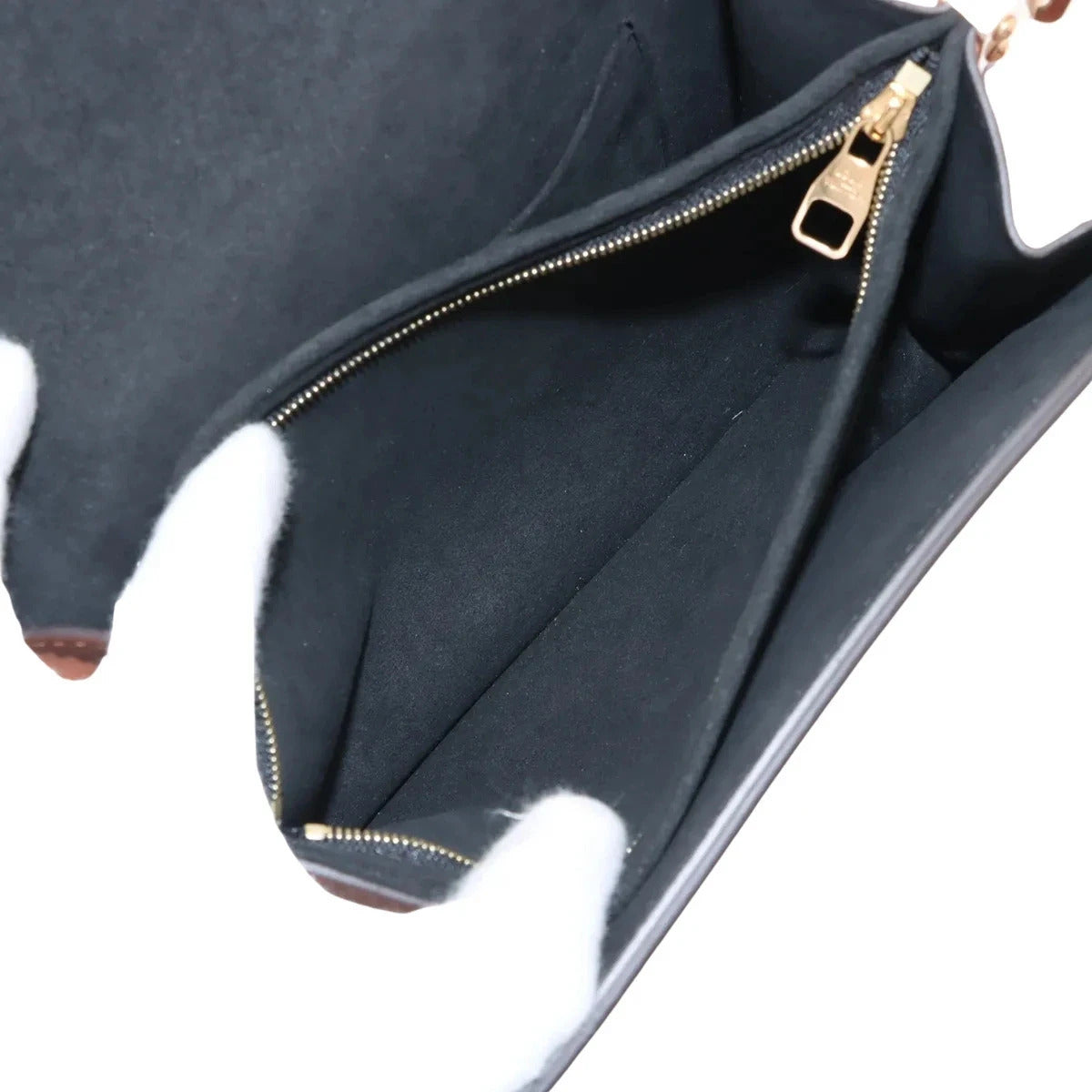 Pre-Loved Dauphine Shoulder Bag Monogram Coated Canvas MM with Gold Hardware, Brown