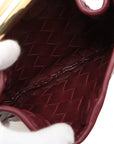 Pre-Loved Sardine Crossbody Bag Intrecciato Leather Mini with Gold Hardware, Burgundy