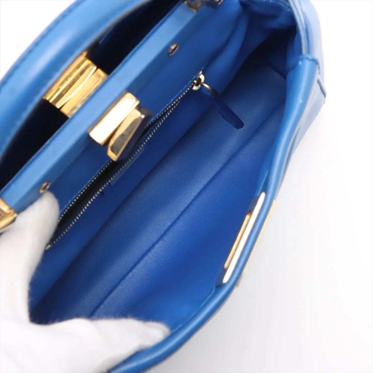 Pre-Loved Peekaboo Handbag Leather Mini with Gold Hardware, Blue