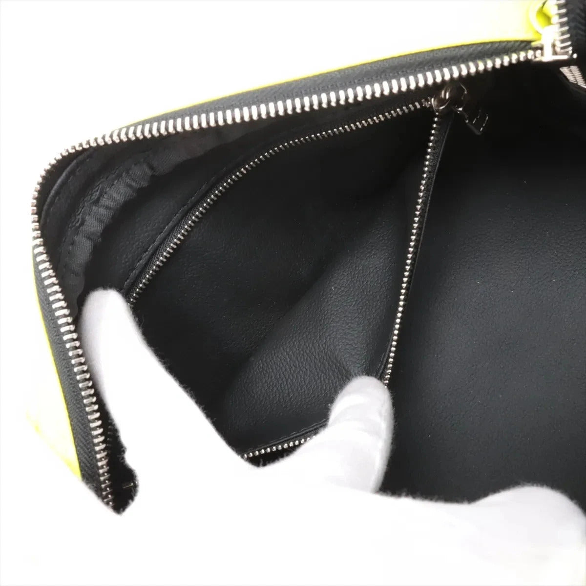 Pre-Loved Dopp Kit Pochette Monogram Coated Canvas with Silver Hardware, Neon Yellow