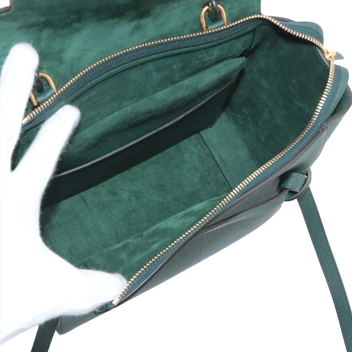 Pre-Loved Belt Bag Handbag Leather Micro with Gold Hardware, Green