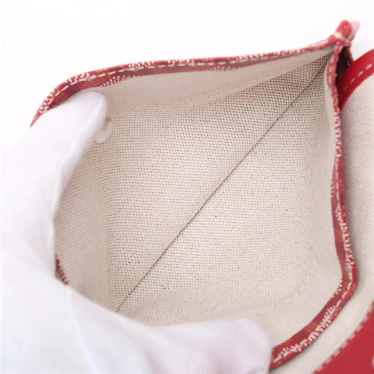 Pre-Loved Saint Louis Tote Chevron Coated Canvas GM with Gold Hardware, Red