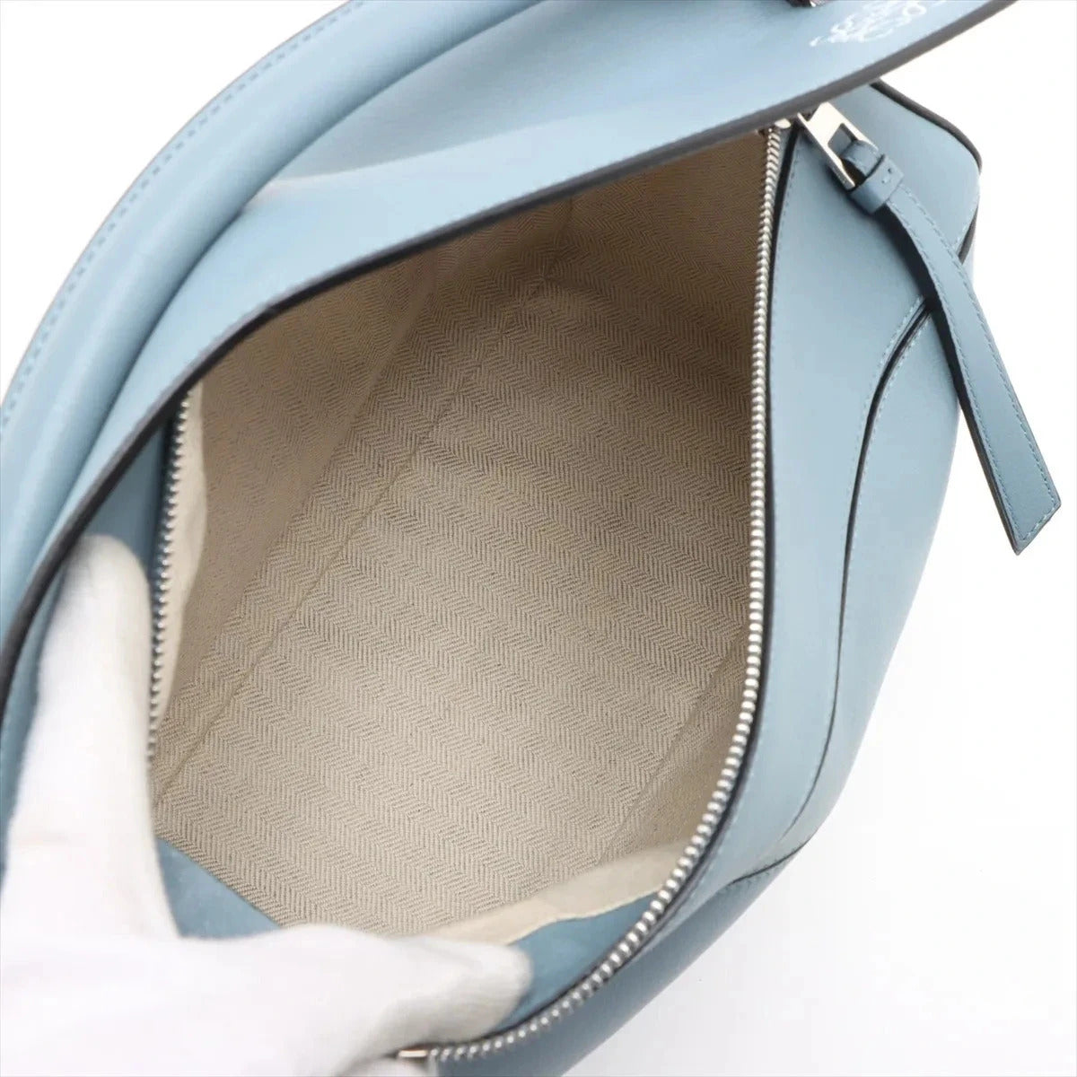 Pre-Loved Puzzle Handbag Leather Medium with Silver Hardware, Light Blue