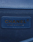 Pre-Loved Boy Shoulder Bag Quilted Leather Old Medium with Light Gold Hardware, Blue