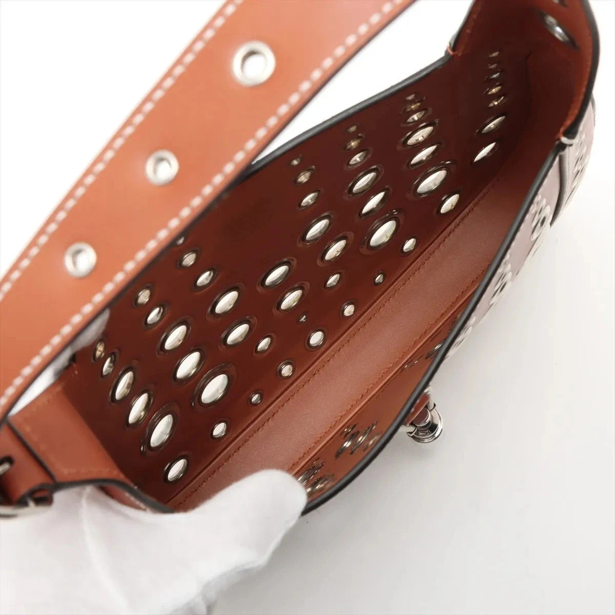 Pre-Loved Jackie Shoulder Bag Leather Small with Silver Hardware, Cognac Brown
