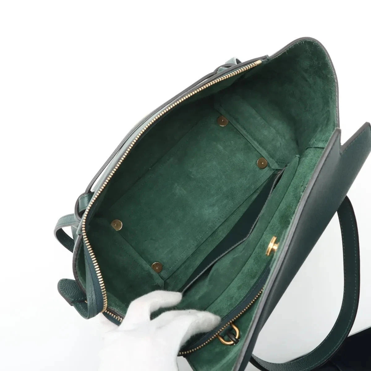 Pre-Loved Belt Bag Handbag Leather Micro with Gold Hardware, Dark Green