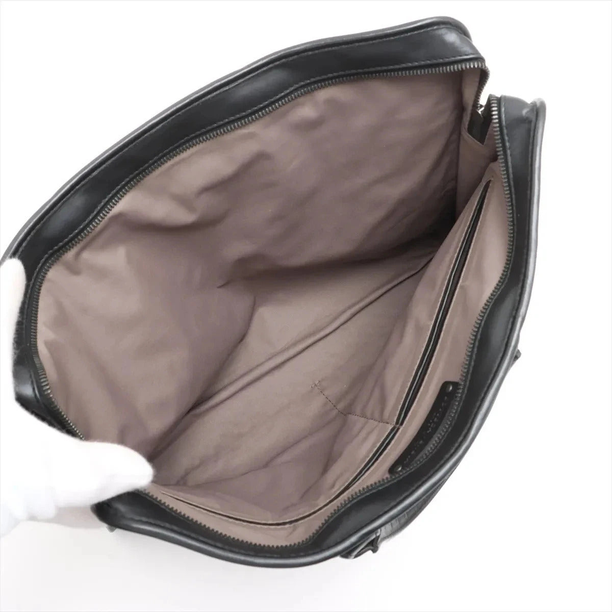 Pre-Loved Intrecciato Business Bag Briefcase Intrecciato Leather with Gunmetal Hardware, Black