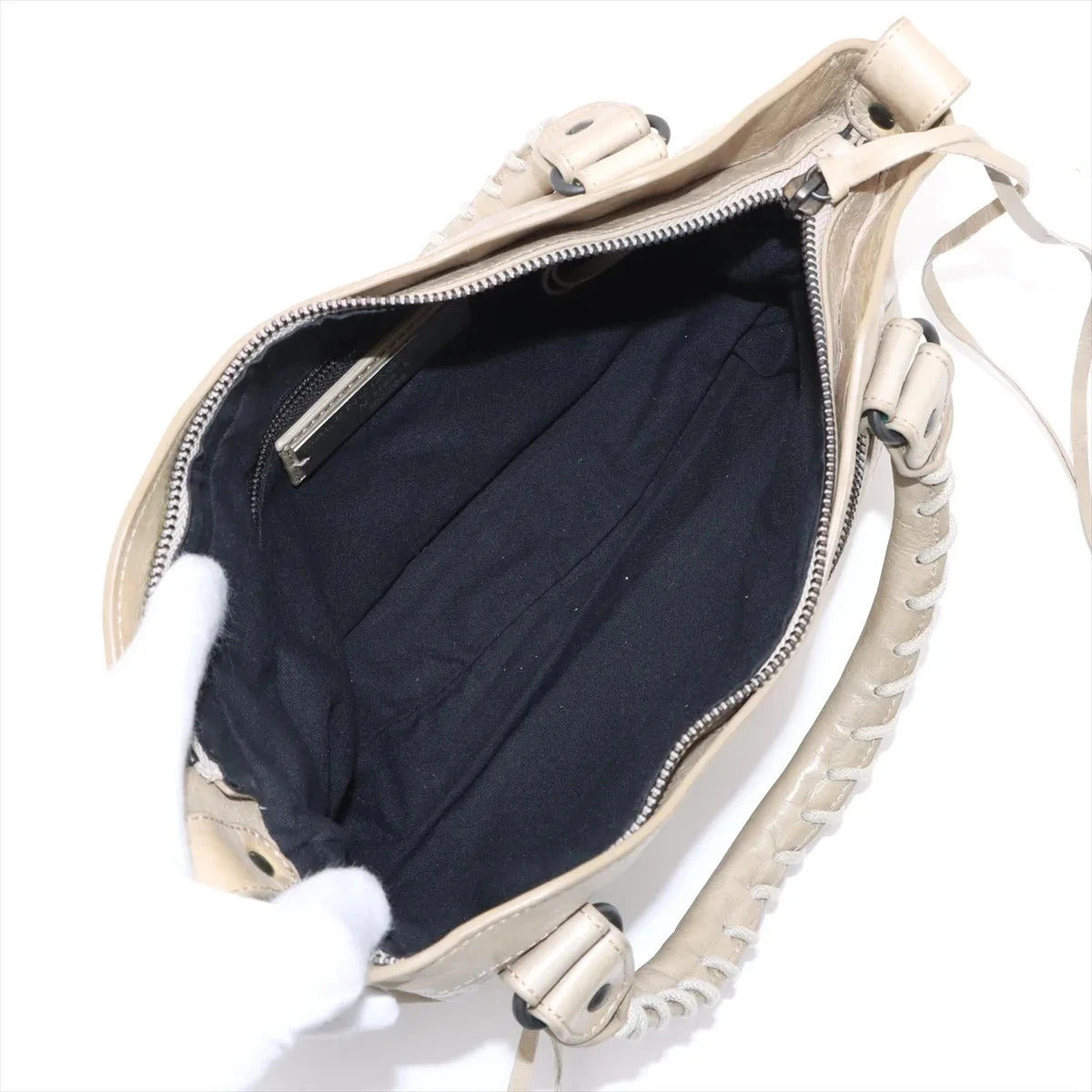 Pre-Loved First Handbag Leather Small with Aged Black Hardware, Beige