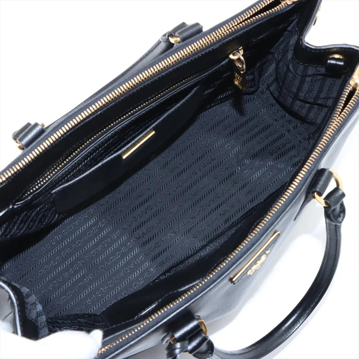 Pre-Loved Galleria Double Zip Tote Leather Medium with Gold Hardware, Black