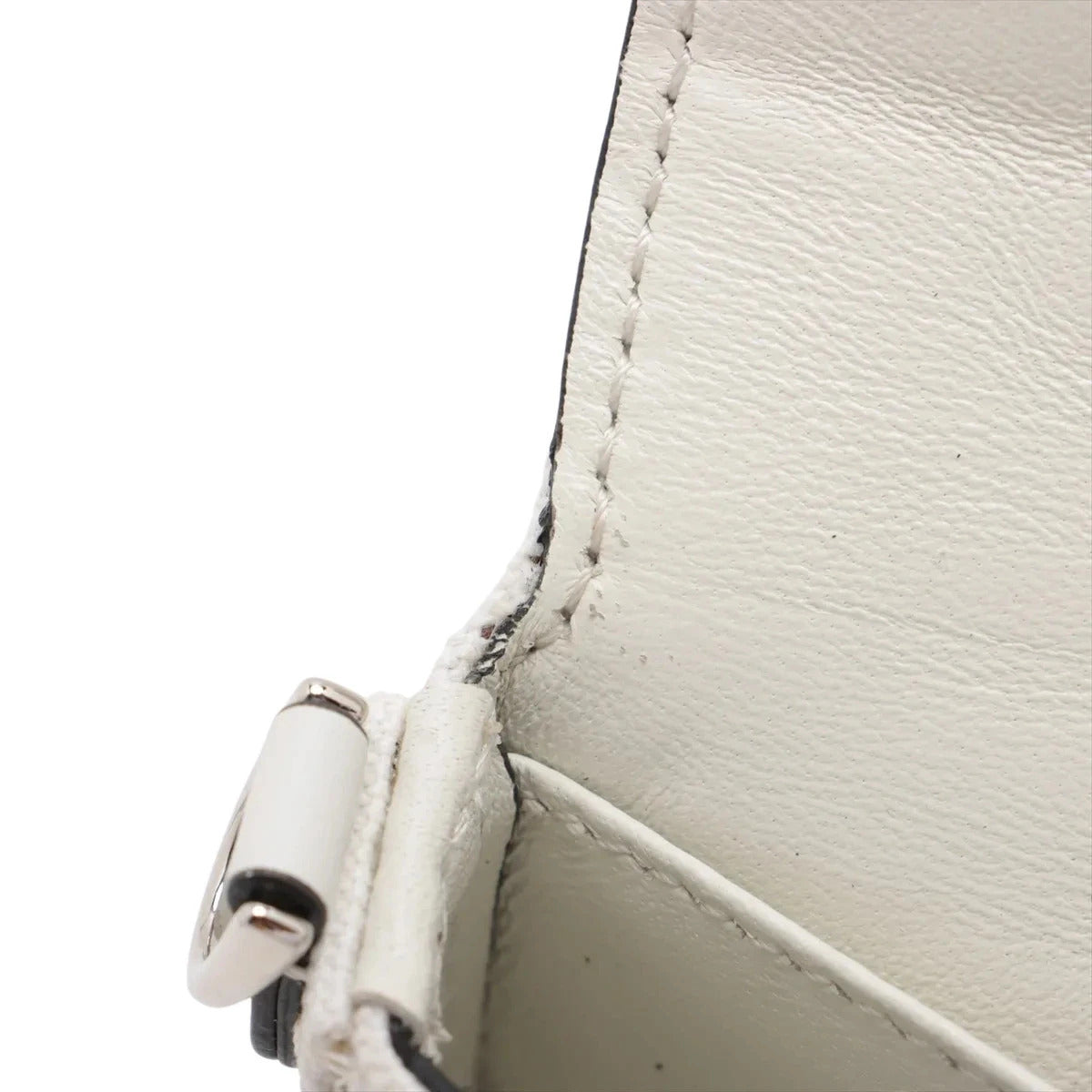 Pre-Loved Baguette Crossbody Bag Monogram Canvas Nano with Silver Hardware, White and Black
